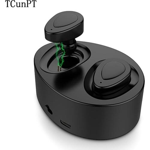 TCunPT New TWS K2 Twins Portable Mini Wireless EarBud Stereo Power Bank Bluetooth Earphone Stereo Headset with Charging Cradle
