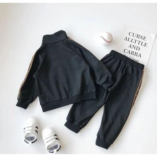 New Autumn Sport Sets Letter Zipper Jacket Coat+Pants 2PCS Children Jogging Tracksuit Kids Baby Boys Girls Clothes Sets 2-8Y