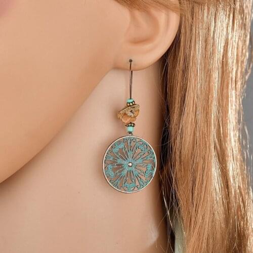 New temperament personality sunflower Earring Crystal Statement Vintage Earring gold For Women Round Jewelry Earrings ER200073