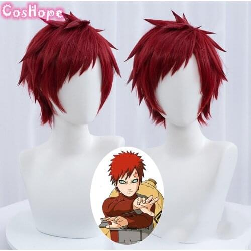 Gaara Cosplay Naruto Cosplay Men Short Red Wig Cosplay Anime Cosplay Wig Heat Resistant Synthetic Wigs