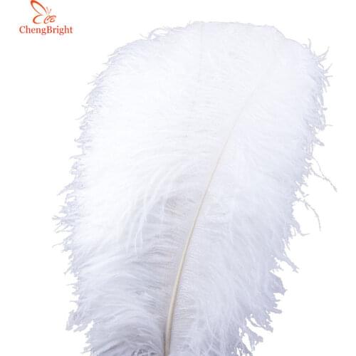 ChengBright 100Pcs/Lot Natural White Ostrich Feathers For Crafts 15-75CM Carnival Costumes Party Home Wedding Decorations Plumes