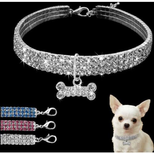 Hot Bling Rhinestone Dog Necklace Collar Diamante Jeweled Pendant for Pet Puppy All Seasons 2019 New cute