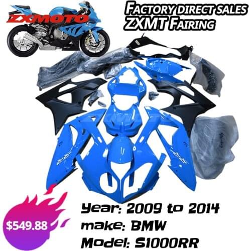 ZXMOTO Full Fairing Panel Kit ABS Plastics Bodywork For 2009 To 2014 BMW S1000RR Cream BlueFire 2010 2011 2012 2013 RR ZXMT