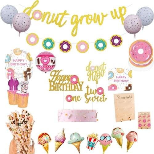 Dessert Party Disposable Dessert Tableware Set Cake Insert Dessert Theme Aluminum Film Balloon Childrens Birthday Party Supplie