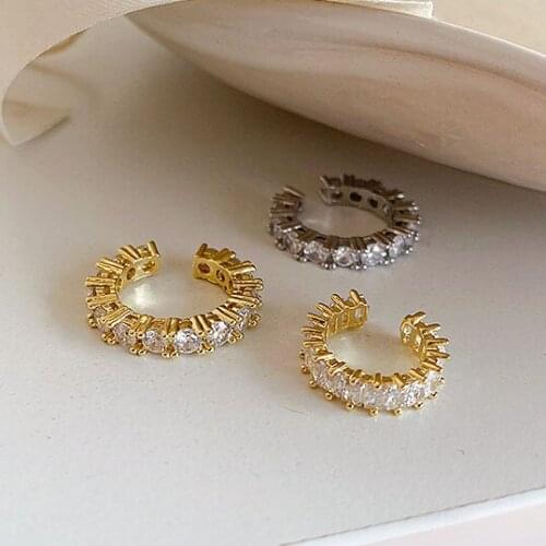 New Trend High Quality Crystals Non Piercing Gold Silver Color Ear Clip For Women Teens Personalized Designer Earrings Jewelry