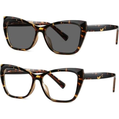 Sun Photochromic Myopia Eyeglasses Women Leopard Optical Student Finished Myopia Eyewear Prescription Glasses Frame Goggles NX
