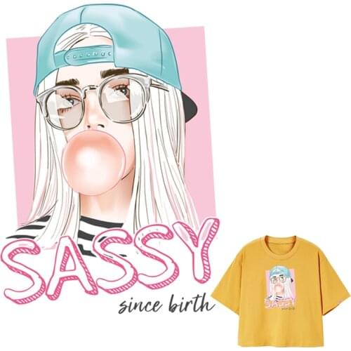Sassy Girl Iron-On Clothes Heat Print On T-Shirt Dresses Sweater Washable Garment Parches Diy Diy Accessories Patch