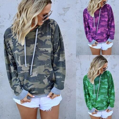 Womens Ladies Loose Fleece Camouflage Hoodie Pullover Jacket Jumper Hoody Top