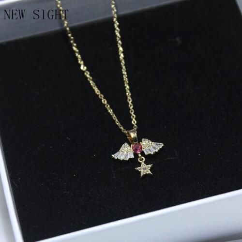 2021 New Fashion Brand Jewelry Elegant Crystal Angel Pendant&necklaces for Women Delicate Zirconia Charm Choker Necklaces