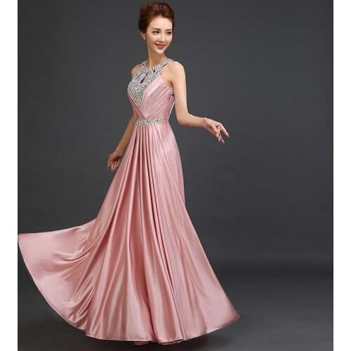 Luxury Crystal Appliques Halter Evening Dresses Robe De Soiree Fashion Sleeveless Slim Formal Party Prom Gown Host Dress