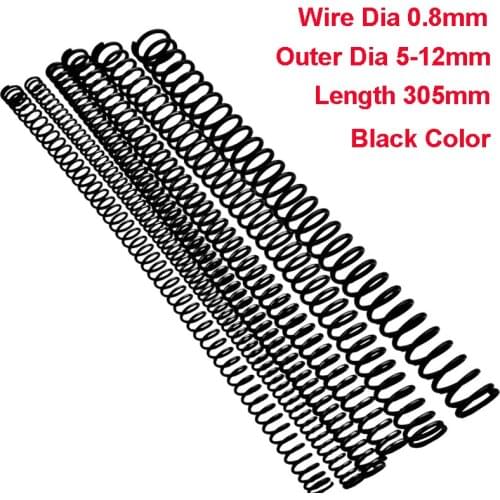 1PCS Y Type Spring Black Manganese Steel Pressure Spring Wire Dia 0.8mm Outer Dia 5-12mm Length 305mm