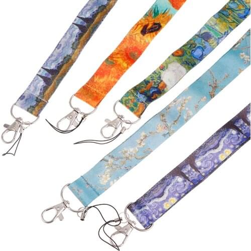 1PC Van Gogh Lanyards ID Badge Holder ID Card Pass Mobile Phone Straps Badge Key Holder Keychain Wholesale
