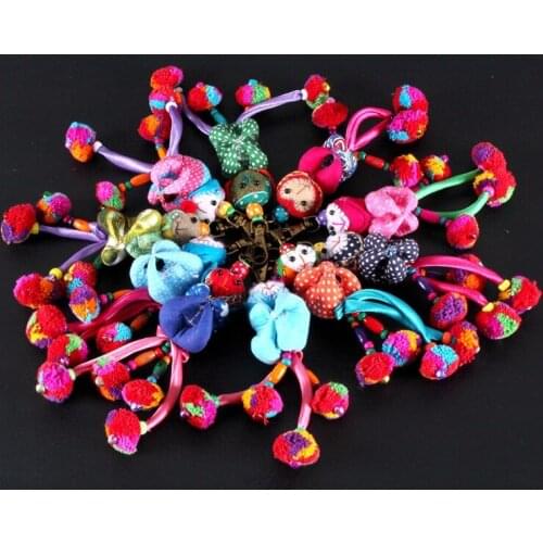 10pcs Big Bohemia Mix Thailand keychain Monkey Ethnic Animal keyring Handbag Charm Pompom Purse Tassel Car Chain Holder Gifts