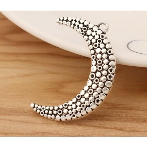 10 Pieces Tibetan Silver Large Crescent Moon Charms Pendants for Necklace Jewellery Making Accessories 36x9mm