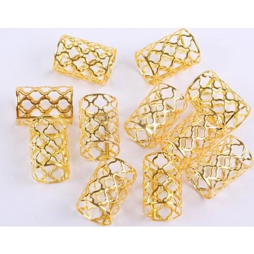 10pcs Gold Silver Adjustable Clip Buckle Dreadlock Cuff Wig Decorative Mini Braid Hair Extension Ring Out Beads Accessories