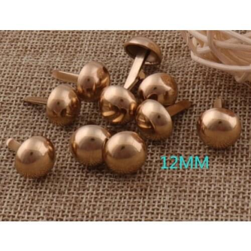 100 PCS Pale Gold Round Dome Purse Feet,12mm Cone Rapid Rivet Round Post Caps,handbags Bags Belts,Leathercraft 1/2"