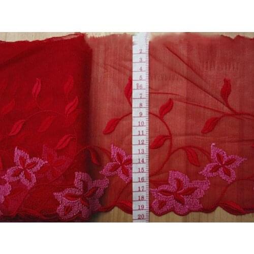 17M Handmade DIY Clothing Accessories Wedding Floral Red Embroidery Lace Trim Fabrics Curtains Sofa Sewing Laces Trimming