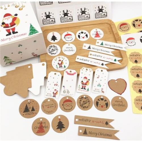200PCS Kraft Cardboard Santa Claus Gift Wrapping Favor Labels Cards Snowflake xmas Tree Decor Hang Tags