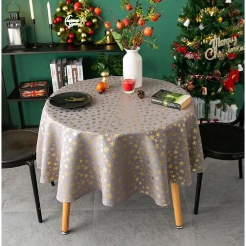 3Style Christmas Themed Table Cloths Round Printing Tablecloth Dustproof 3D Table Cover Dinner Tablecloth Home Xmas Party Decor