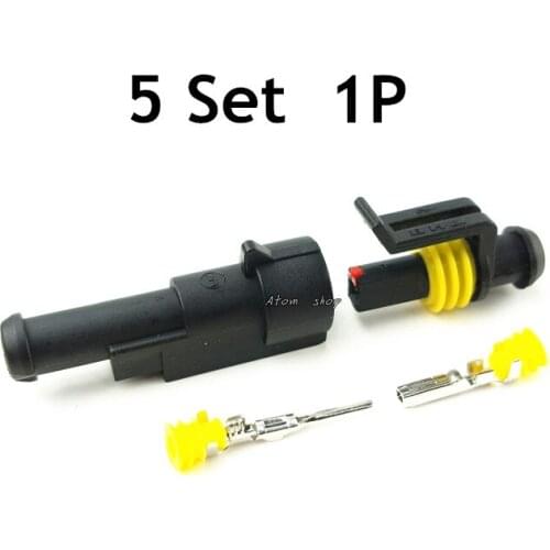 5 sets Kit 1 Pin Waterproof Electrical Wire Cable automotive Connector Plug for car