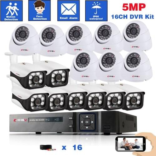 5MP 16CH CCTV AHD Security Camera Full Set Outdoor Waterproof DVR Camera Video Surveillance System Kit 16 Channel DVR Kit 16ch