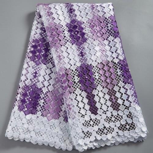 African Lace Fabric 2021 New Design Nigerian Embroidery Guipure Cord Lace Handcut Dresses Fabrics 5 Yards For Women Party A2592