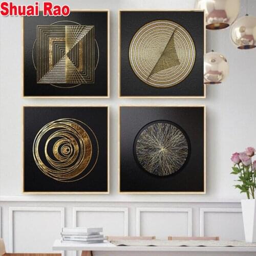 Diamond painting complete novelty Wall Art Retro Abstract Gold 4 pcs diamond embroidery sale 5d diy diamond mosaic wall stickers