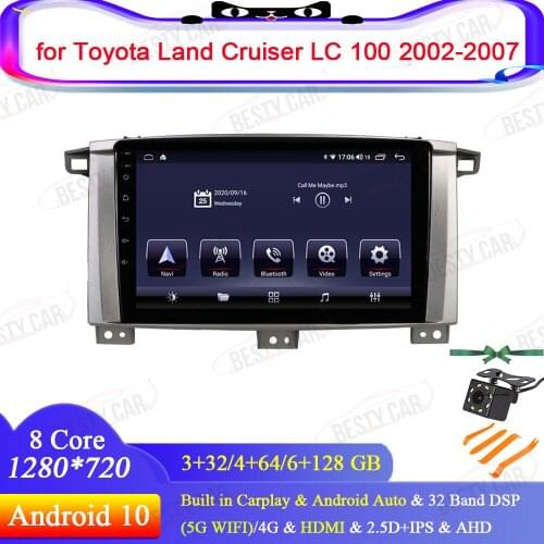 9''Android 10.0 Car Multimedia Player Radio GPS Navi Stereo for fit for Toyota Land Cruiser LC 100 02~07 Head Unit Carplay DSP