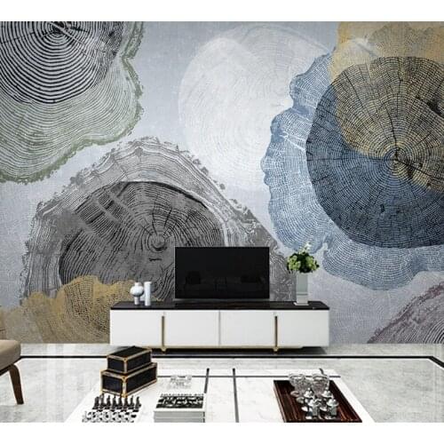 CJSIR Custom Large Mural Nordic Minimalist Retro Wood Grain Annual Ring TV Sofa Background Wall Wallpaper Home Decorations