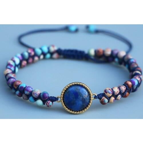 EDOTHALIA Unique Lapis Lazuli, Pink Queen Snail Shell Charm Handmade Wrap Bracelet Women Eight-pointed Star Bead Bracelet Gift