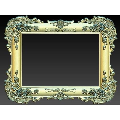 Digital file frame 3d model relief for cnc in STL file format exquisite rose carving picture frame