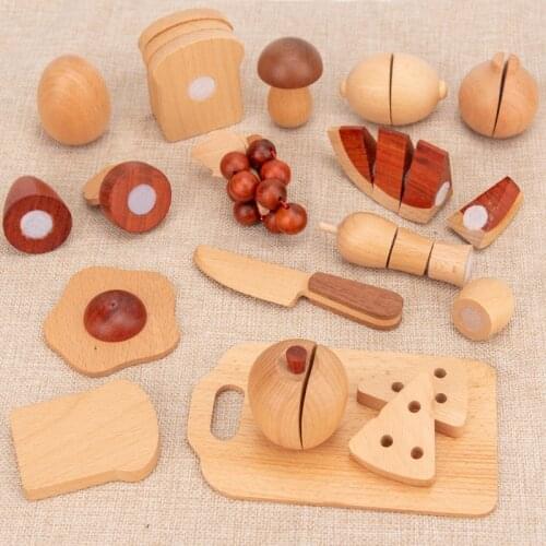 Wooden classic simulation kitchen game Montessori high-quality log cut fruit toys early education gifts play house toys kids gif
