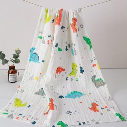 Baby Sleeping Swaddle Wrap Cotton Muslin Receiving Blanket Cartoon Printed Bath Towel Stroller Bedding Newborn Infant Photograph