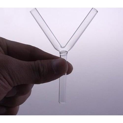 Y 3 Way Laboratory Glass Gas Guide Tube Adapter Glassware Diameter 7mm Length 44mm
