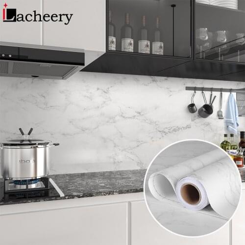 Extra Thick Marble Wallpaper White Nordic Vinyl Stickers Self Adhesive Waterproof Kitchen Countertop Durable Film Peel and Stick