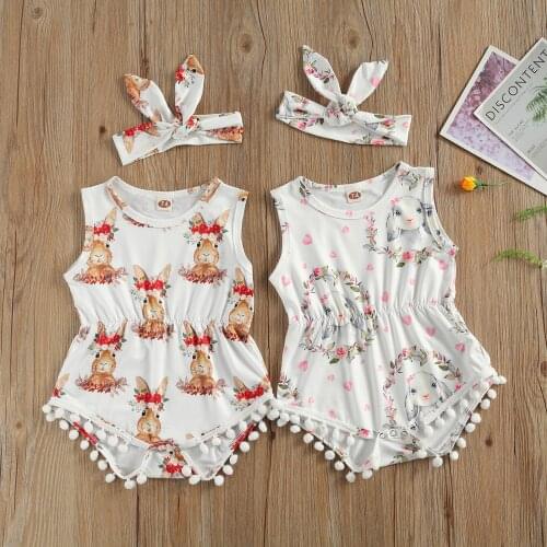 Baby Girls Clothing 2Pcs Set Romper Cotton With Headband Infant Summer Cute Cartoon Outfit Girl Toddler Fashion Romper Clothes