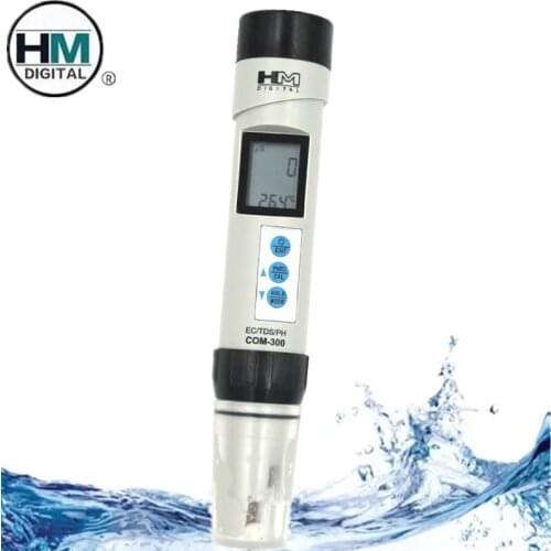 HM Digital COM-300 EC TDS PH 4 in 1 Combo Meter Temperature Tester Waterproof With ATC Calibration And Data Hold Tool 40%Off