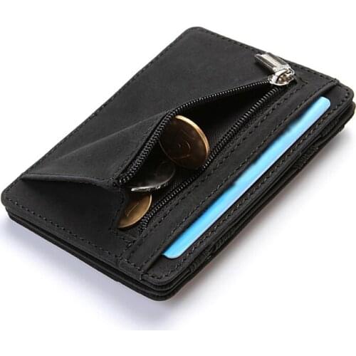 Wallets Zipper Coin Purse Pouch Plastic Credit Bank Card Case Holder 2021 New Men Male Pu Leather Mini Small Magic