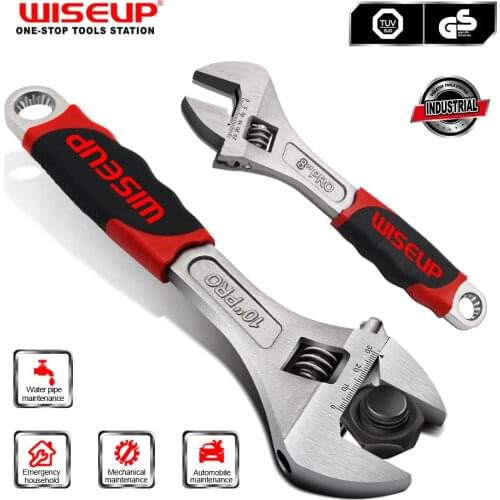 WISEUP 8" 10" 12" 15"Forged Adjustable Wrench Heat Treated Car Repair Tools High Quality Universal Spanner Household Hand Tools