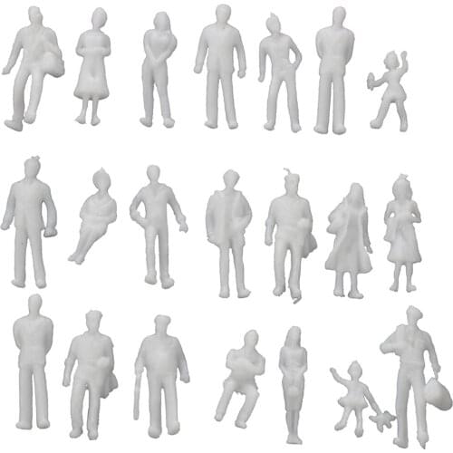 MACH 100Pcs Model Train People Figures Scale HO TT (1 to 100) -Light Grey