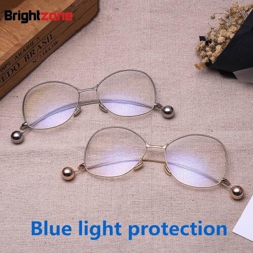 Fashion Plain Glass Defence Blue Light Metal Ancient Ways Anti-UV Eye Protection Plain Glasses Spectacle Myopia Frame