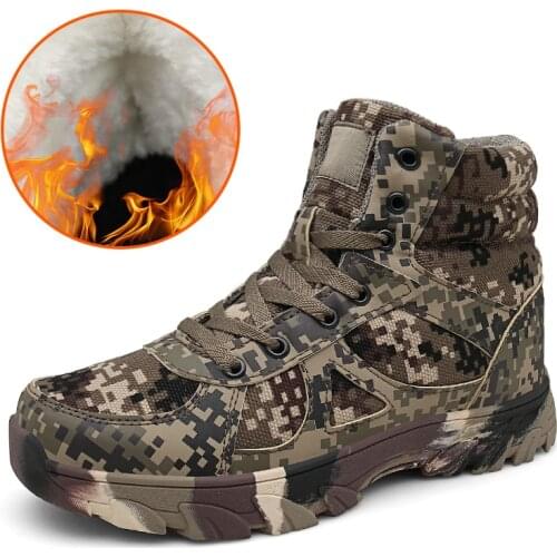 Men winter warm plush Hiking snow Shoes Tactical Boots Outdoor Mountain Climbing Sports Sneakers Military Boots for Hunting