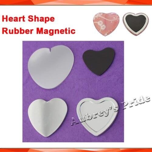 Heart Shape 57x52mm Complete 100 Sets Soft Rubber Magnetic Button Supply Materials for NEW Pro All Steel Badge Button Maker
