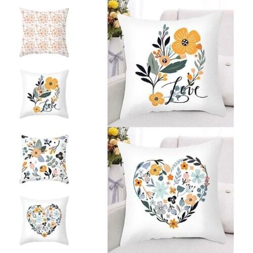 Nordic Floral Printed Pillow Case Simple Flower Picture Cushion Cover For Home Sofa Car Decorative Throw Pillow Cases 45*45CM