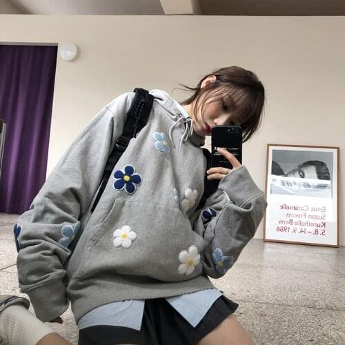 2021 New Autumn Fashion Female Pullovers High Quality Loose Women Sweatshirt Embroidery Casual Elegant Ladies Hoodies T664