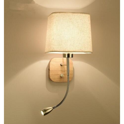 New LED Wall Lamp For Living Room Hotel Bedside Wall Sconce With Fabric Lampshade E27 Luminaire Bed Reading Home Lighting