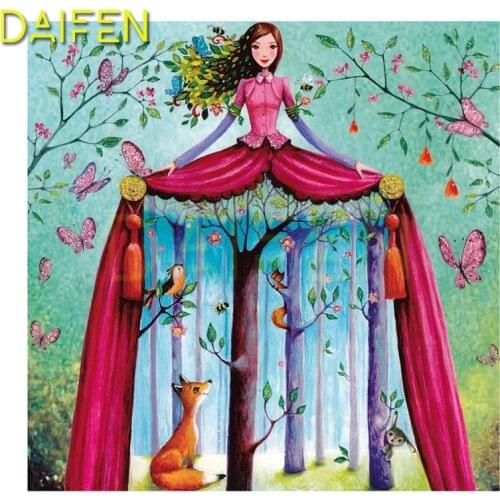 Full Square Diamond embroidery Girl dress curtain DIY 3D Diamond painting Cross stitch Full Round Diamond mosaic Deer butterfly