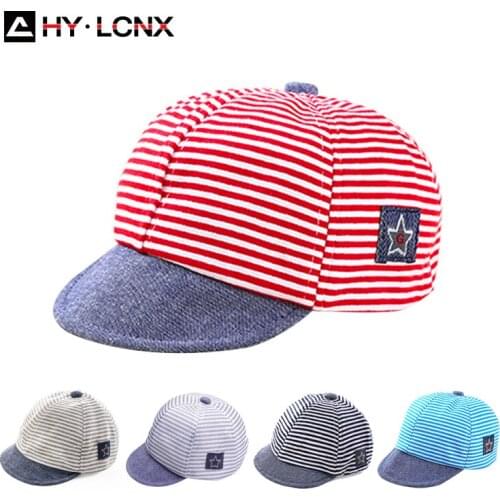 Spring Summer New Children Boy Stripes Stars Embroidered Caps Girl Cotton Breathable Outdoor Sports Cute Baseball Cap