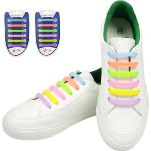 12 pcs/Set Silicone Light up Fashion LED Luminous Shoelaces Flash Party Glowing Shoe Lace Shoestrings Lazy No Tie Shoeslace