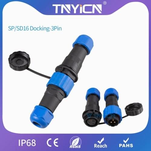 Led Strip Connector IP68 Waterproof Connector SP/SD16 Docking-3Pin Wire Cable Connector Aviation Plug and Socket Power Conector